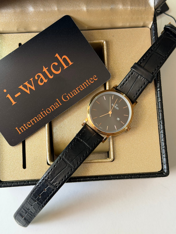 ساعت I watch زنانه بندچرم مشکی 190002L قاب طلایی